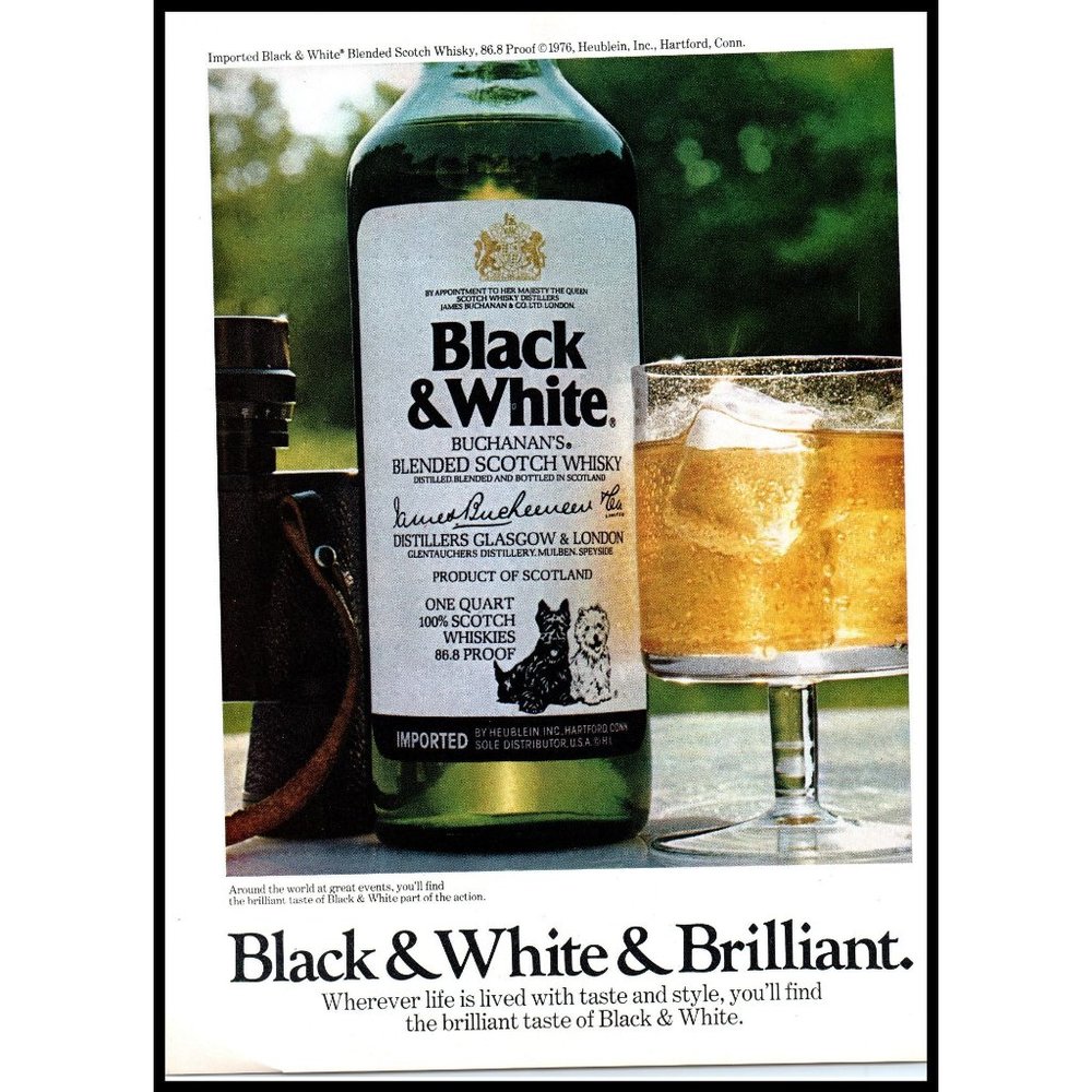 1976 Black & White Buchanan's Scotch Vintage Print Ad Scottie Dog Bar Wall Art